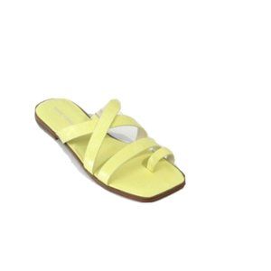 Women Flat Sandals 8 New Marc Fisher Slide Square Toe Shoes Faux Leather Croc